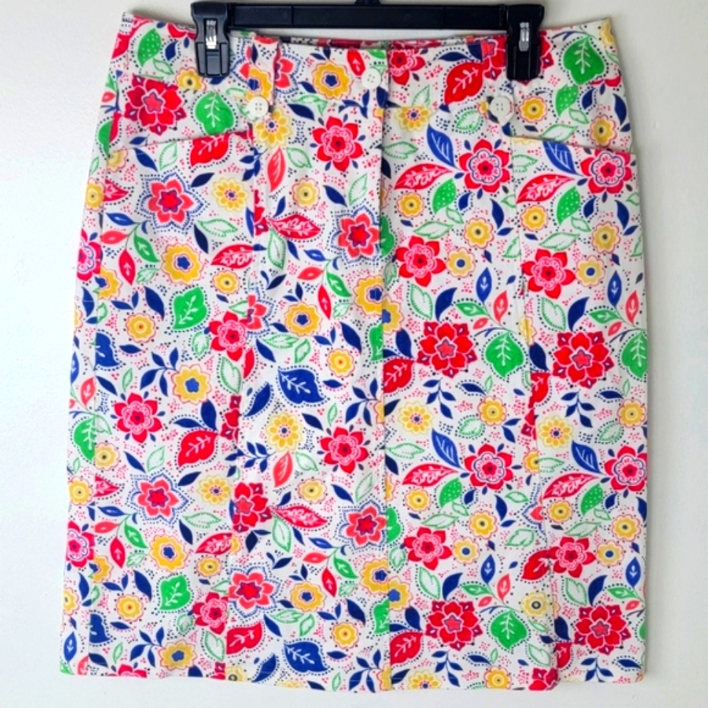Appleseed's Floral Pocket Skirt Size 12 Knee Length Colorful Artsy Teacher